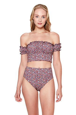 RETROGRADE Garden Off Shoulder Crop Bandeau Bikini Top