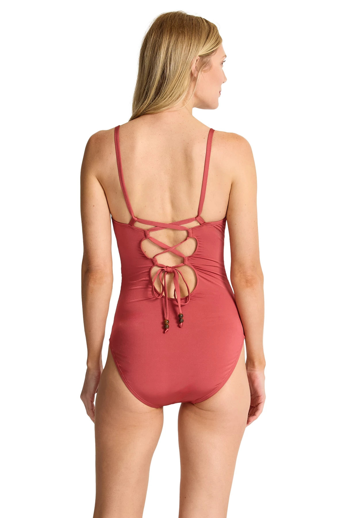 SOFT SIENNA Shirred One Piece Swimsuit image number 2