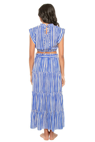 QEBA BLUE Muna Striped High Neck Crop Top