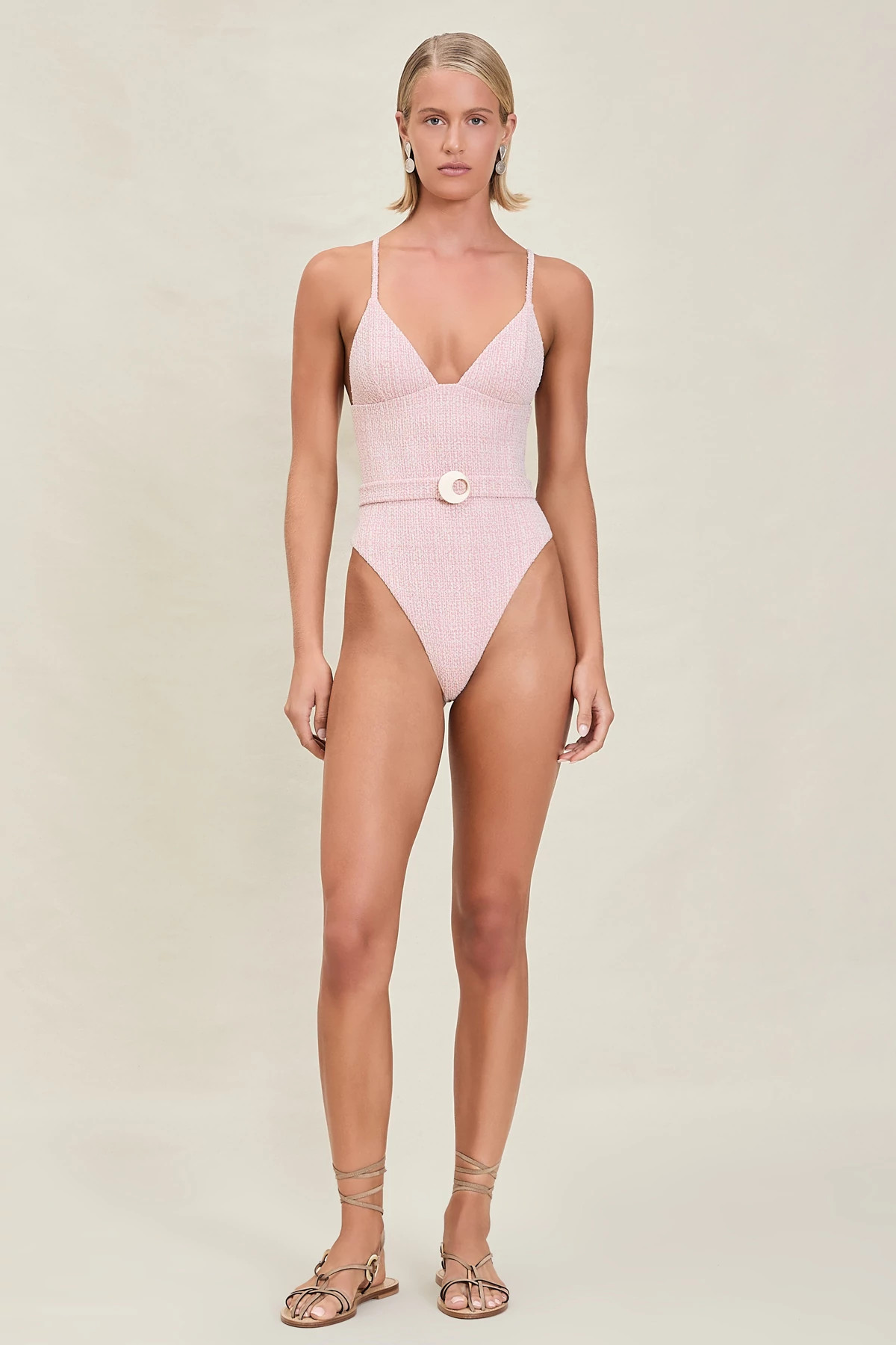 ROSE CREAM Catalina Belted One Piece Swimsuit image number 3