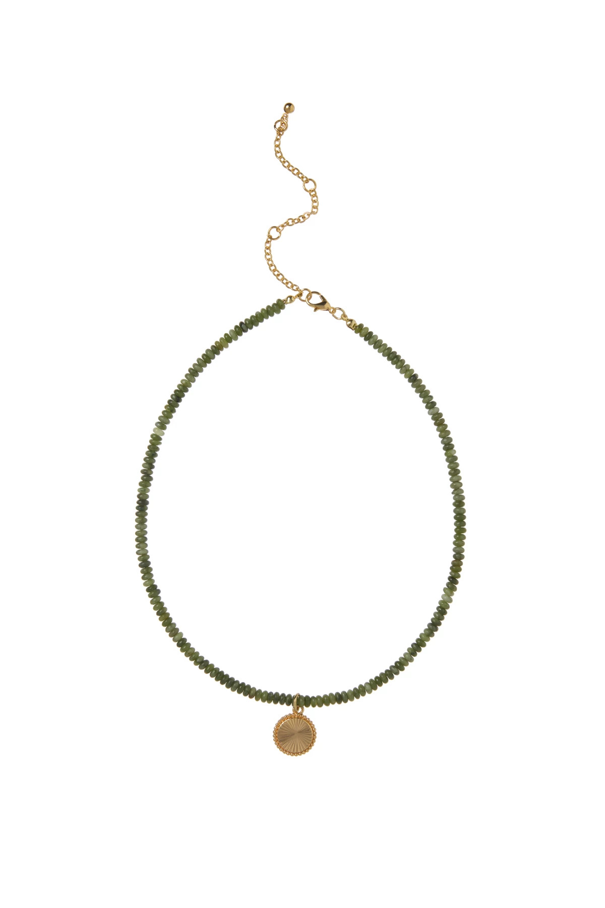 GREEN Beaded Charm Necklace image number 1