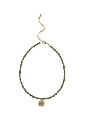 GREEN Beaded Charm Necklace