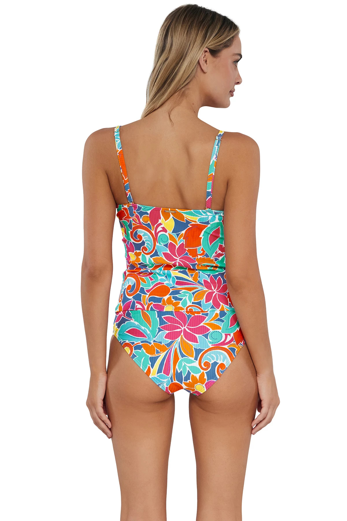 FESTIVE FLORAL SANDBAR RIB Simone Convertible Strap Tankini Top image number 3