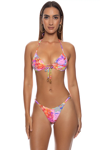 MULTI Blooming Spark Halter Bikini Top