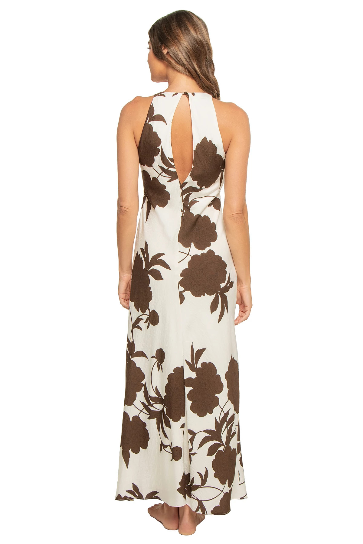 CHOCOLATE FLORAL Elodie Floral Plunge Maxi Dress image number 3