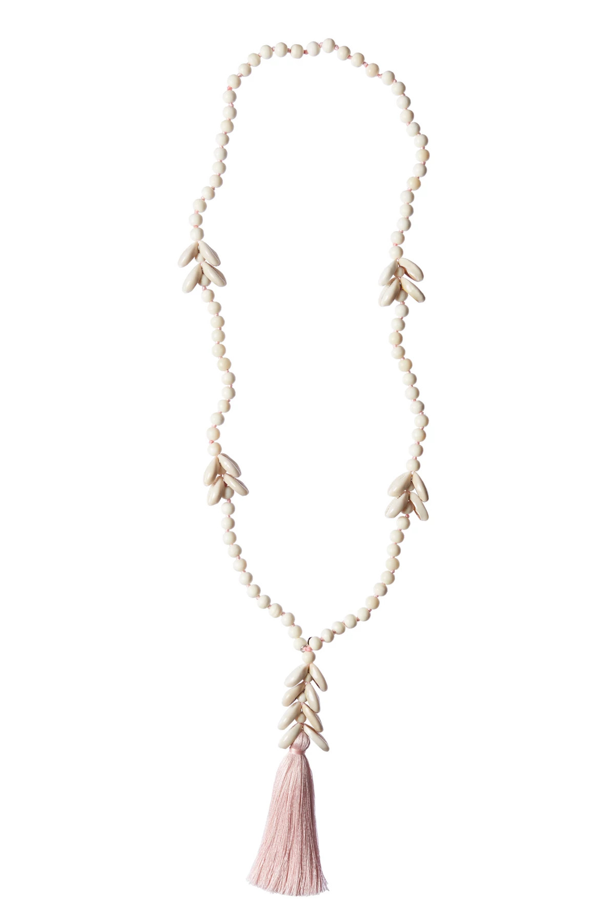 Spaced Cowrie Tassel Necklace image number 1