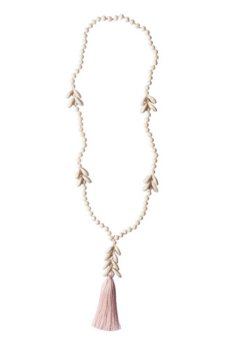 PINK Spaced Cowrie Tassel Necklace
