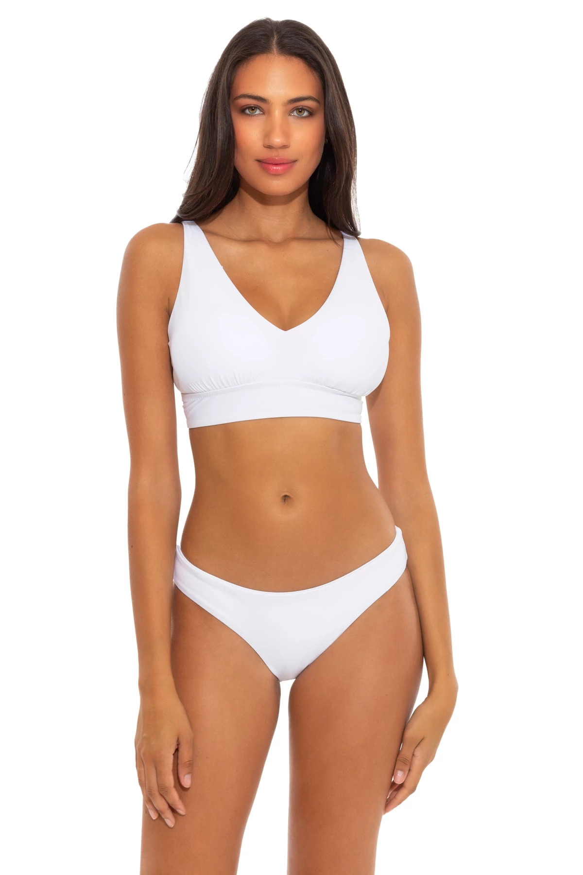 WHITE Brooke Banded Bralette Bikini Top (D+ Cup) image number 1