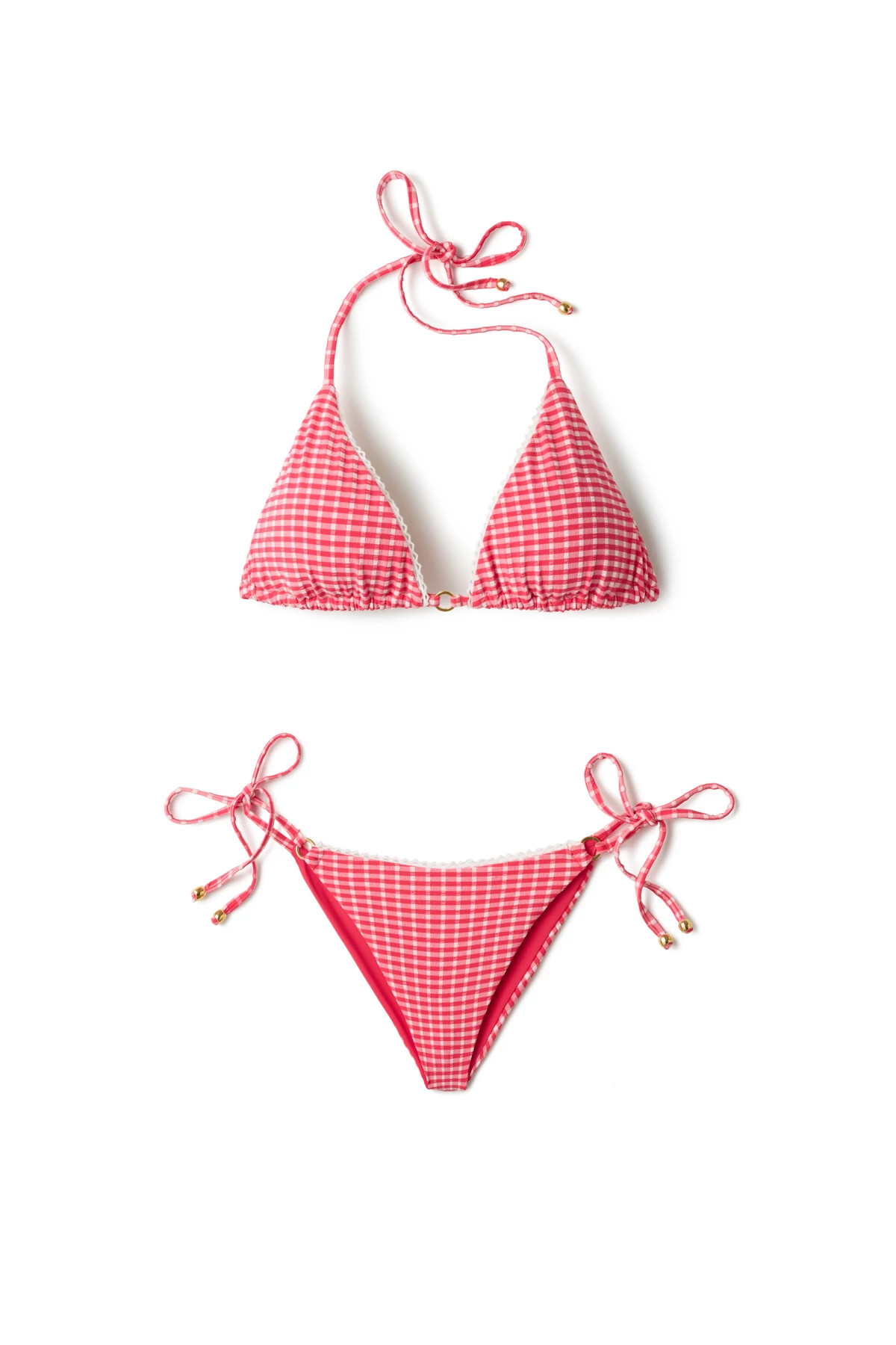 CHERRY GINGHAM Positano Gingham Triangle Bikini Top image number 3
