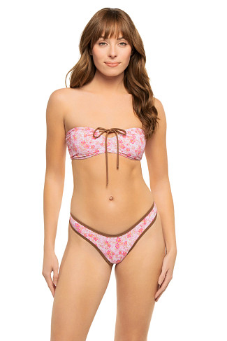 WATERCOLOR HIBISCUS Meredith Bandeau Bikini Top