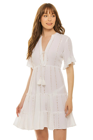 WHITE Puff Sleeve Mini Dress
