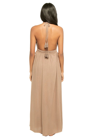 BROWN Plunge Maxi Dress
