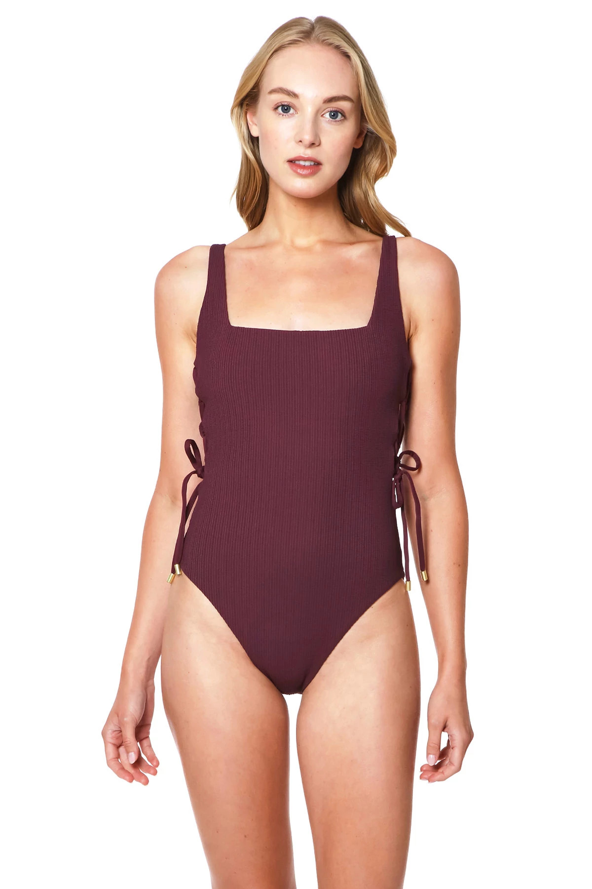 RETROGRADE Pucker Over The Shoulder One Piece Swimsuit image number 1