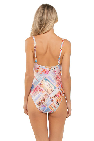 MULTI Remi Postcard Print One Piece Swimsuit