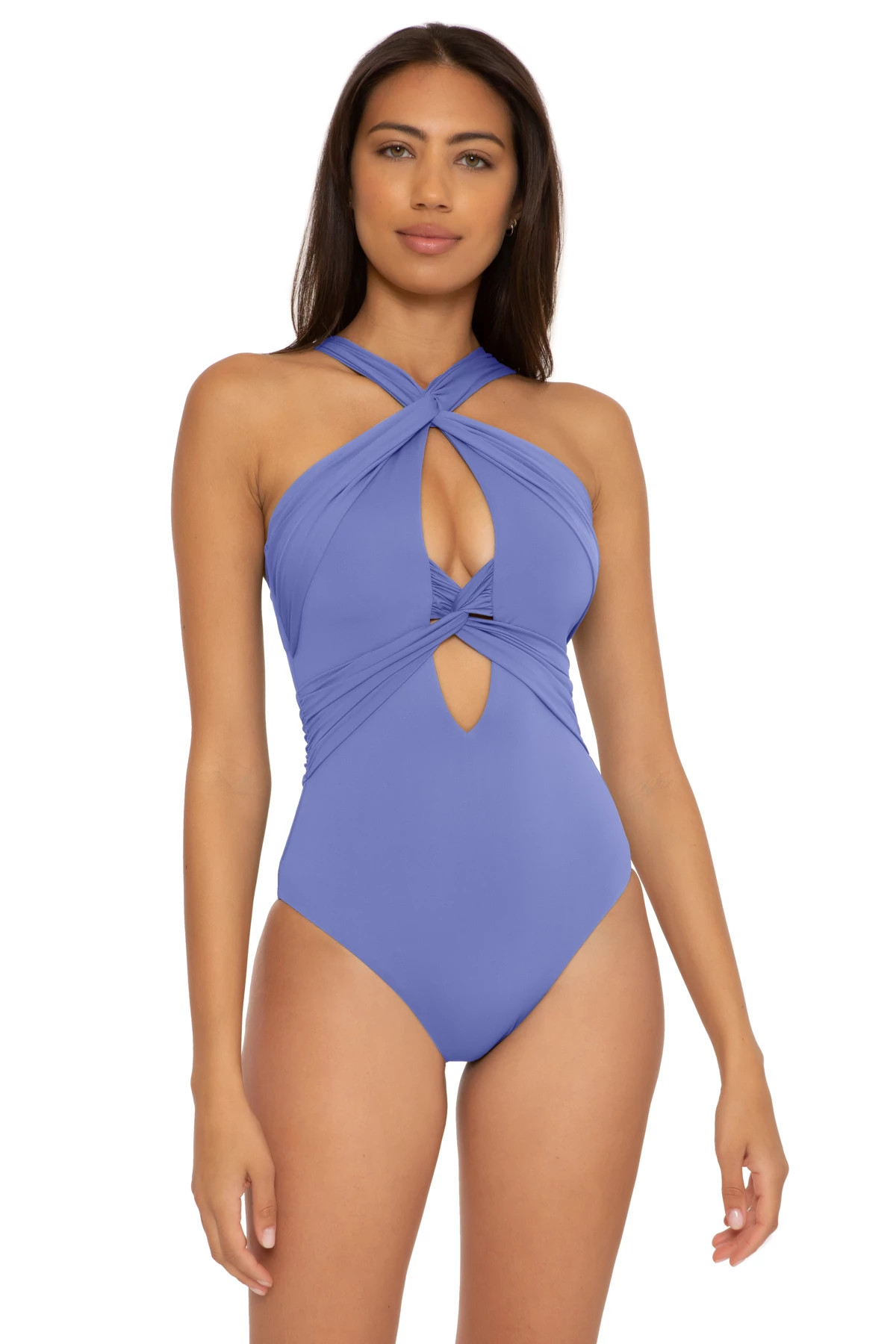 CORNFLOWER Gracelyn High Neck One Piece Swimsuit image number 1
