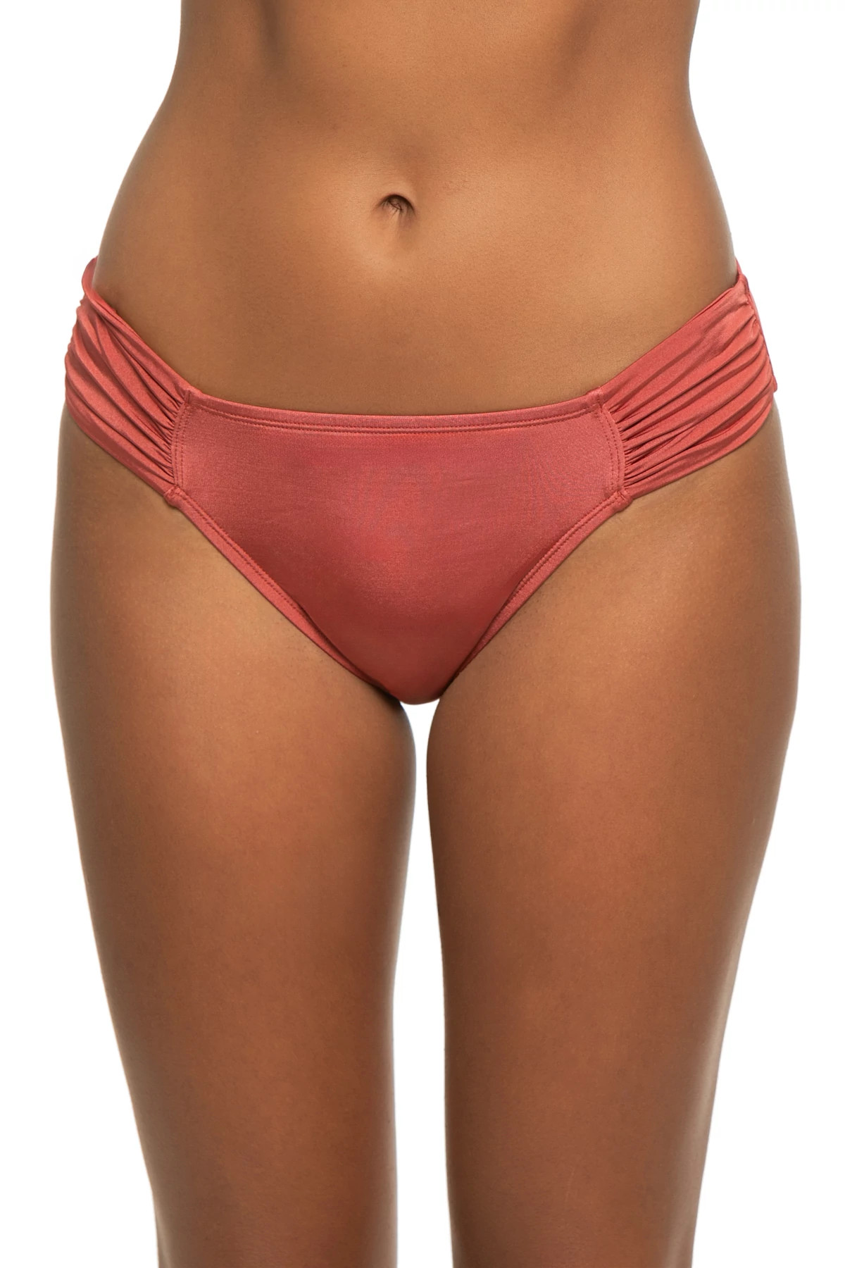 SOFT SIENNA Shirred Hipster Bikini Bottom image number 1