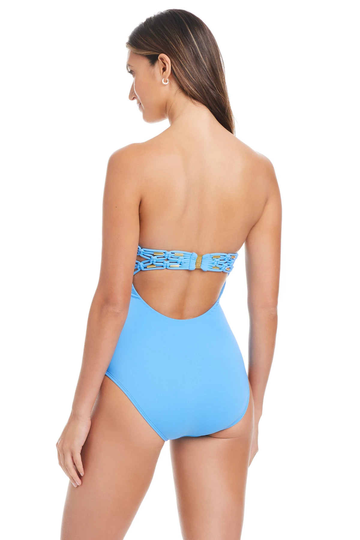 LAVOIR BLEU Bandeau Macrame One Piece Swimsuit image number 3