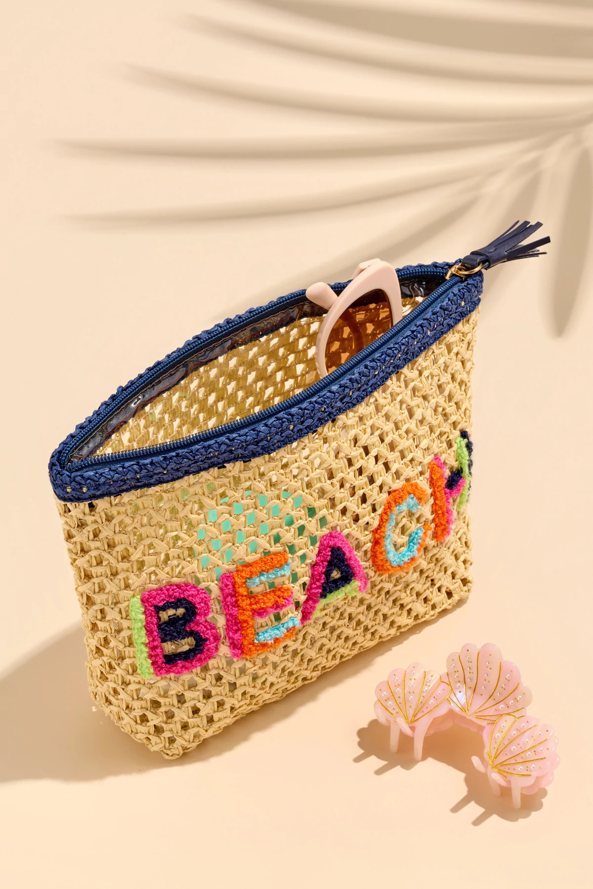 NATURAL Beach Straw Zip Pouch image number 2