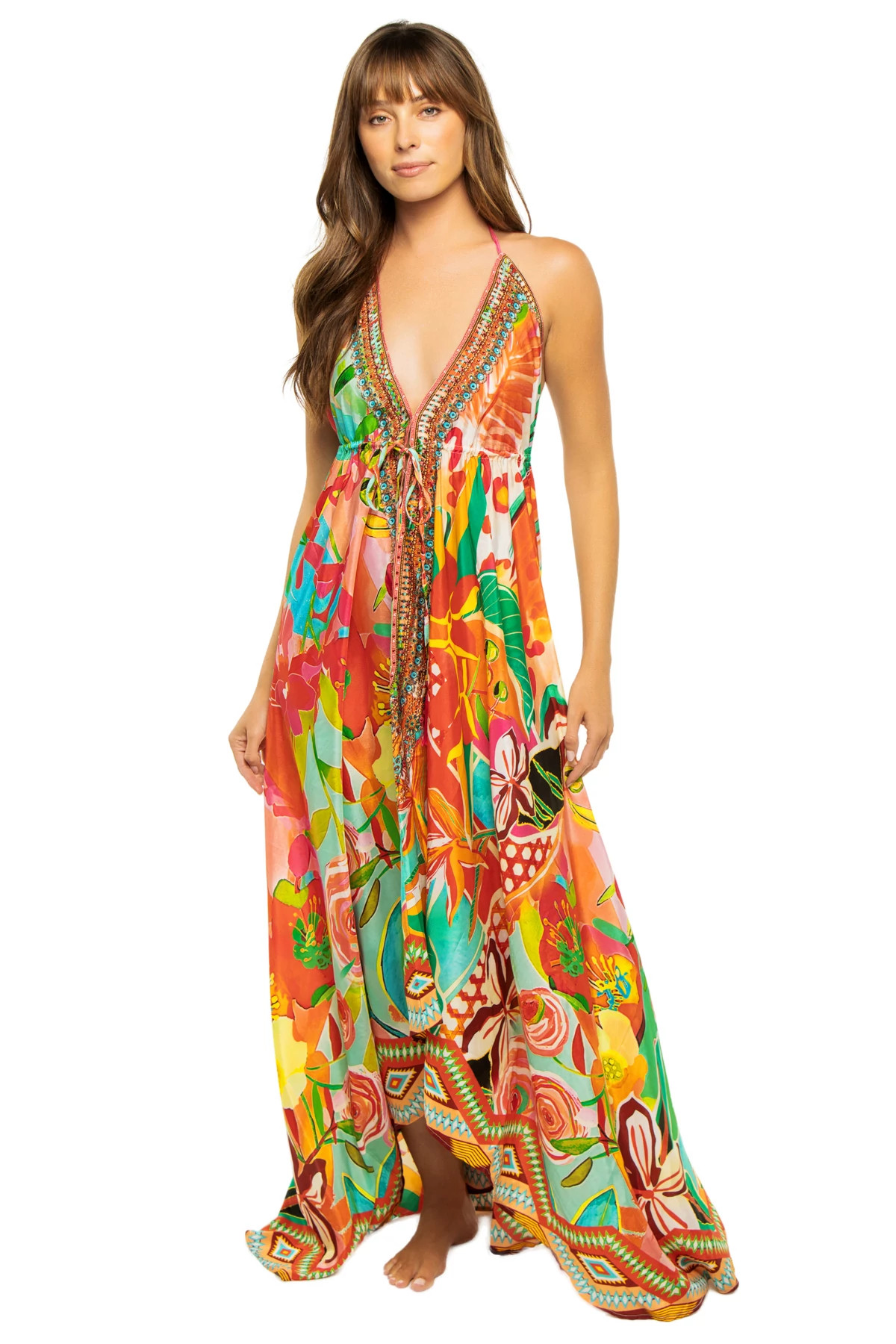 BEACH FOREST Hi-Low Halter Maxi Dress image number 1