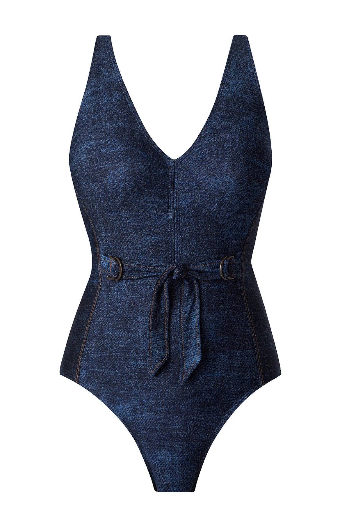 DENIM BLUE Shania Belted One Piece Swimsuit image number 4