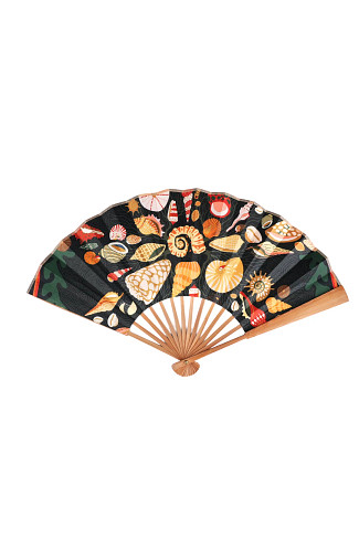 BLACK Coral Folding Fan