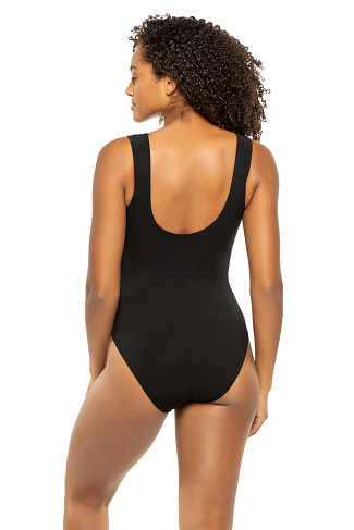 BLACK Demi V-Neck One Piece Swimsuit