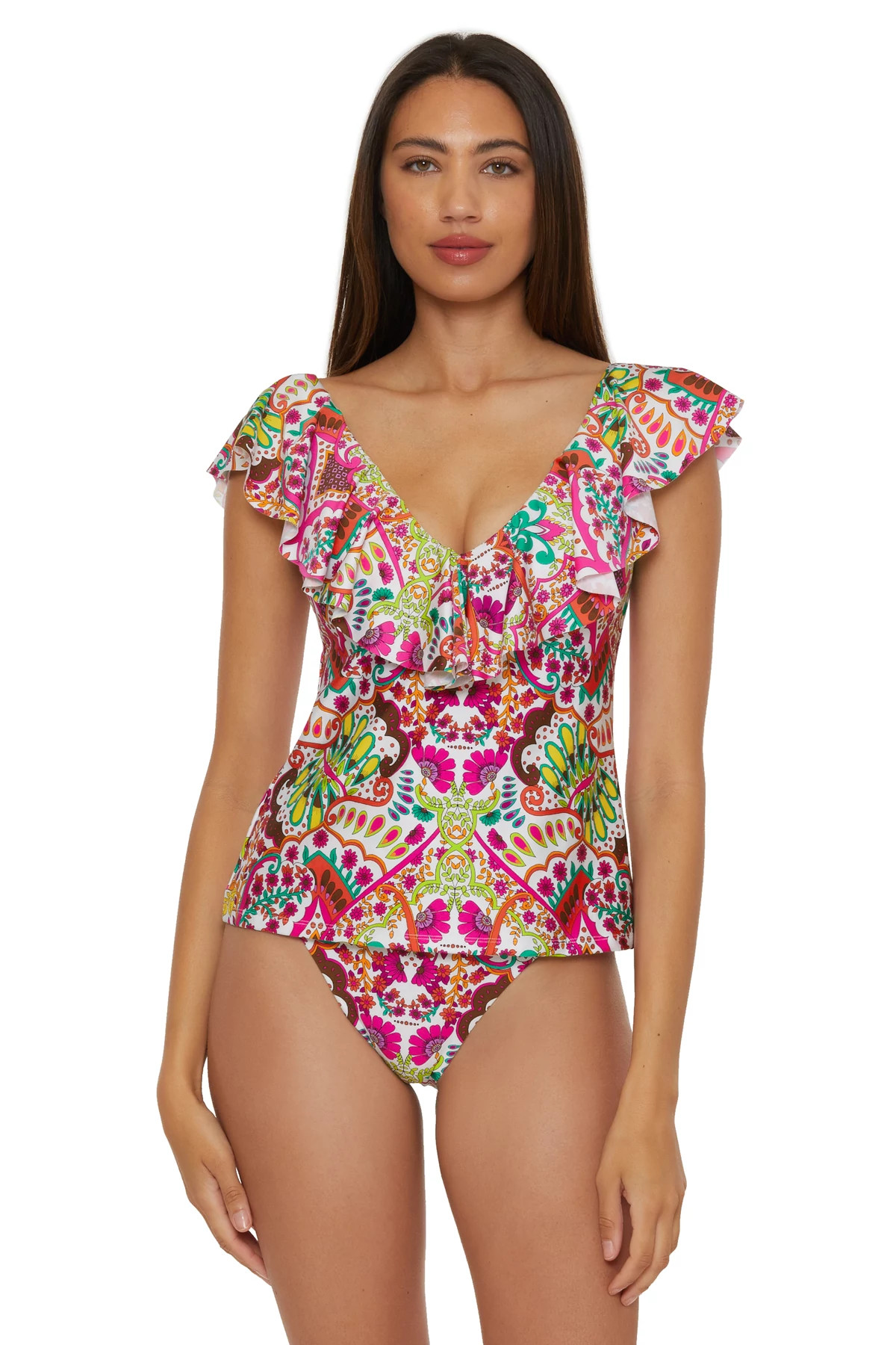 MULTI Hawaiian Garden Tankini Top image number 1