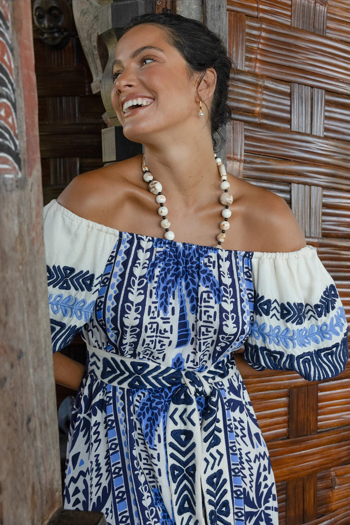 MULTI Embroidered Palm Maxi Dress image number 4