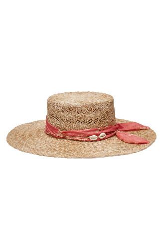 NATURAL Ivy Straw Boater Hat