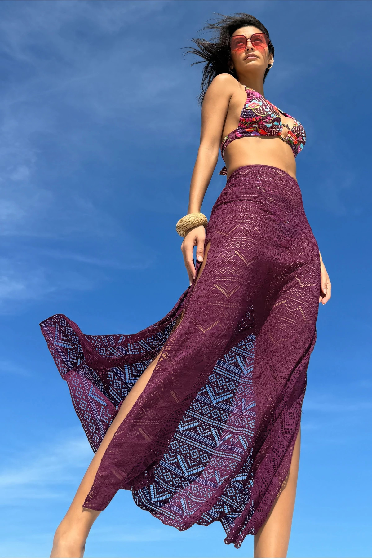 AUBERGINE Rose Maxi Skirt image number 5