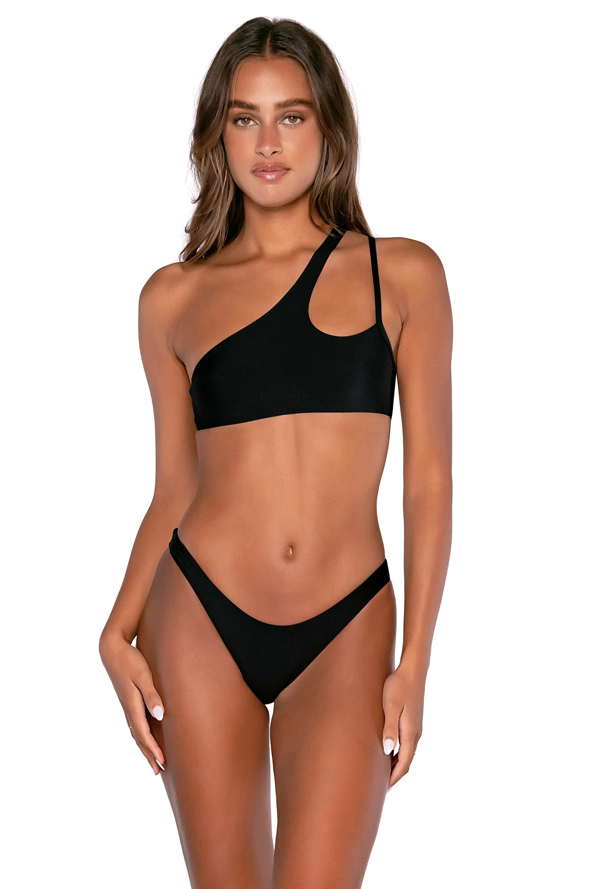 BLACK OUT Gemma Asymmetrical Bikini Top image number 1