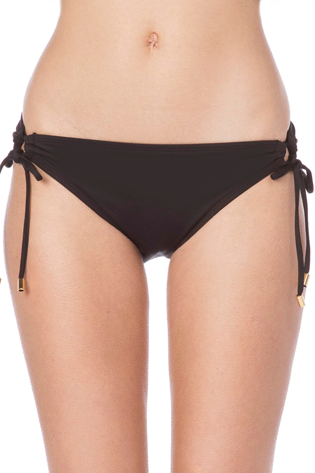BLACK Island Goddess Loop Tie Side Hipster Bikini Bottom image number 1
