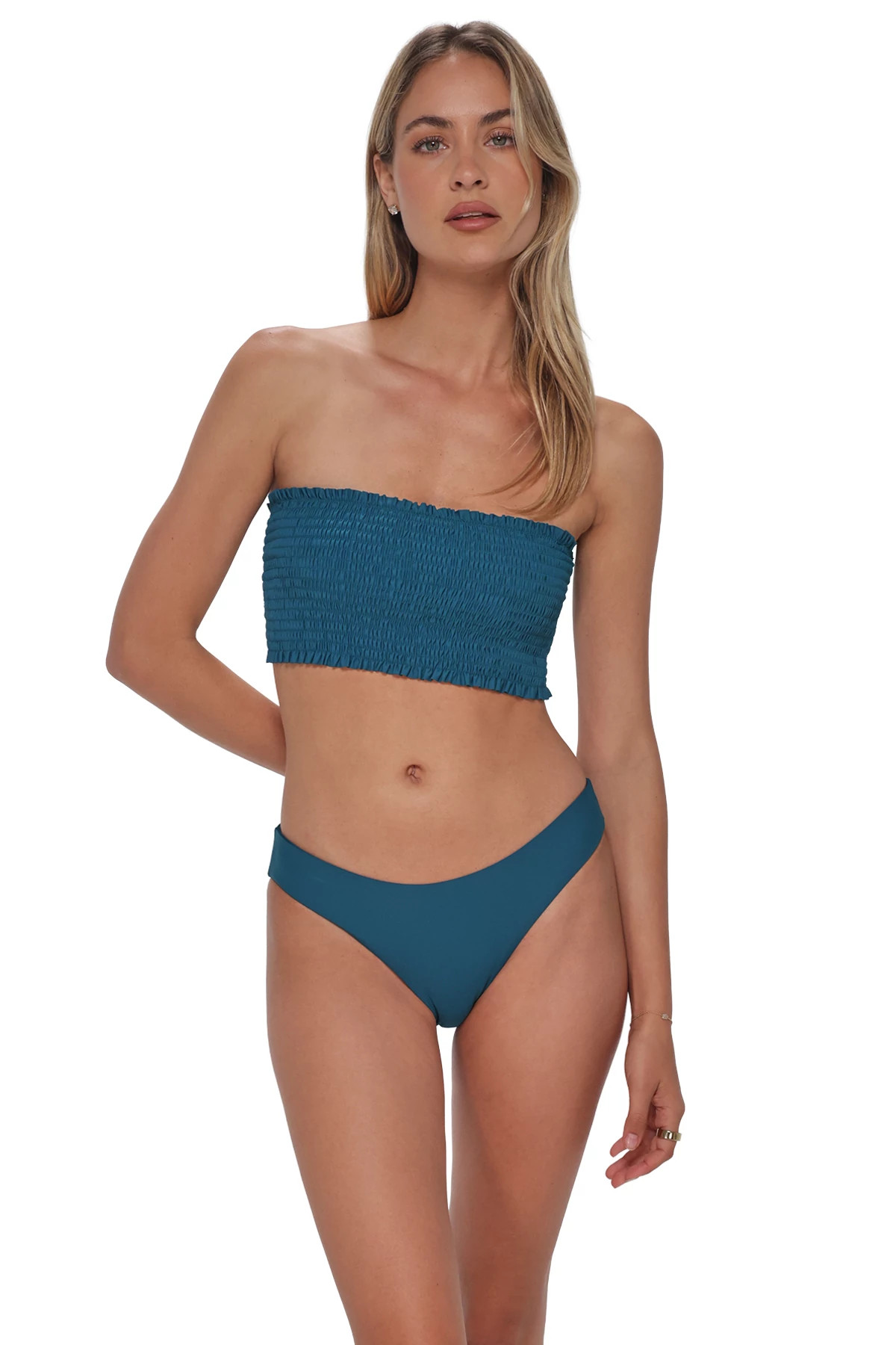 SEA SIREN Kali Smocked Bandeau Bikini Top image number 2