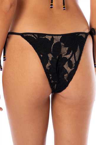 MIDNIGHT BOUQUET Tulum Tie Side Brazilian Bikini Bottom 