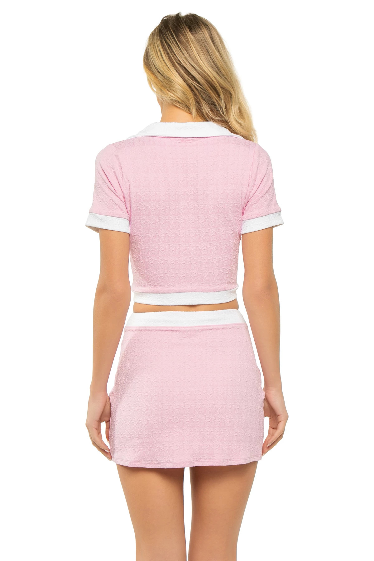 BLUSH Anastasia Textured Collared Crop Top image number 2