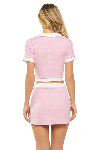 BLUSH Anastasia Textured Collared Crop Top