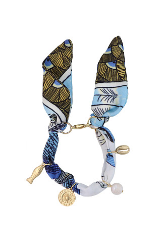 BLUE Satin Scarf Charm Bracelet