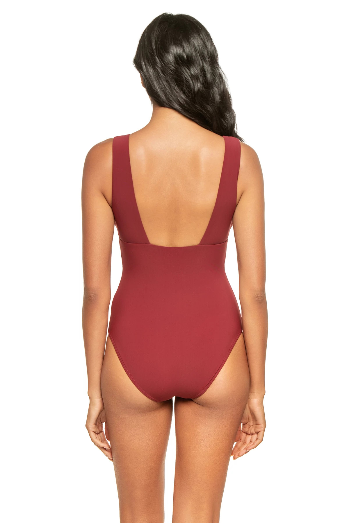 BURGUNDY JetSet Plunge One Piece Swimsuit image number 2