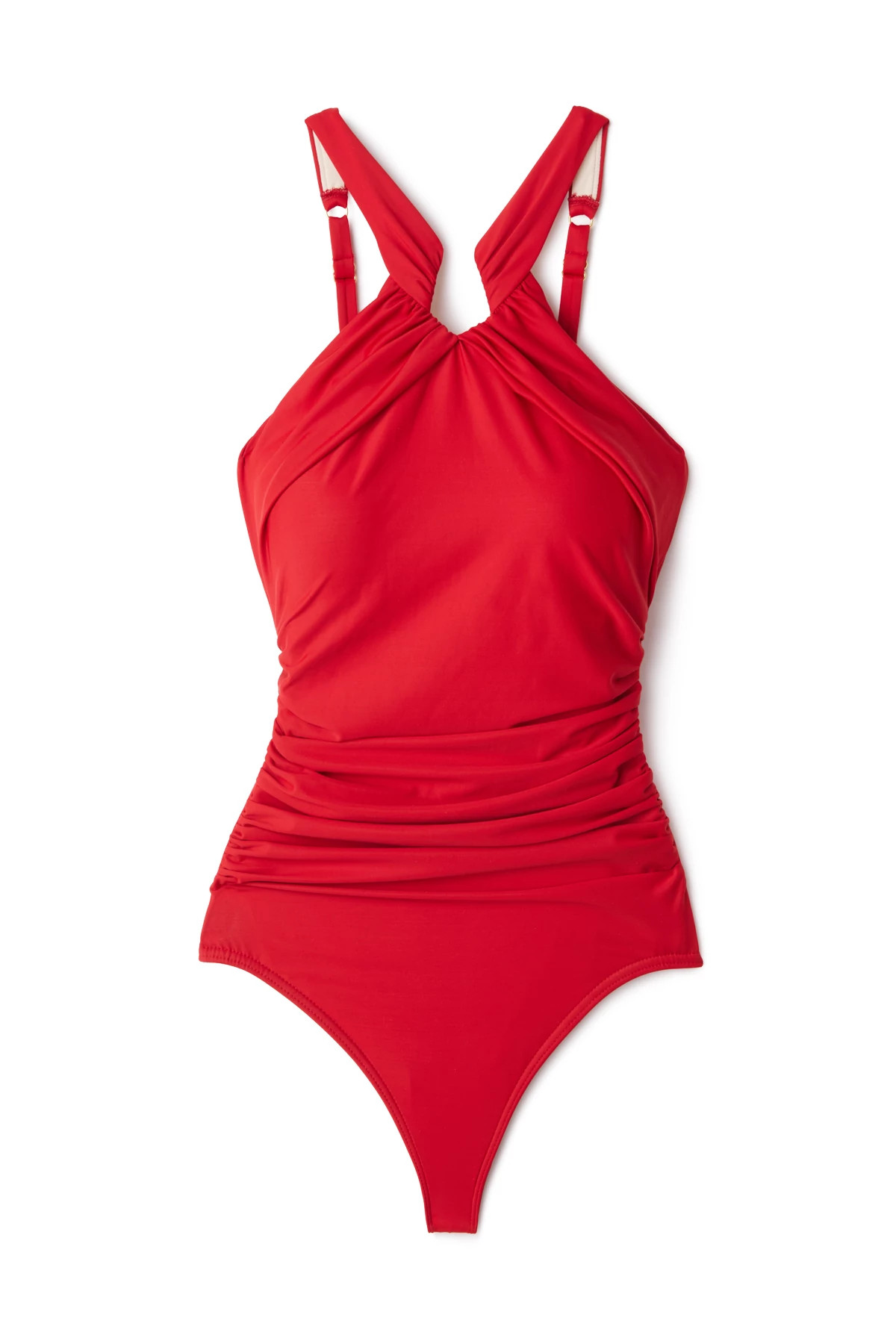 CAYENNE RED Aphrodite High Neck Notched One Piece Swimsuit image number 4