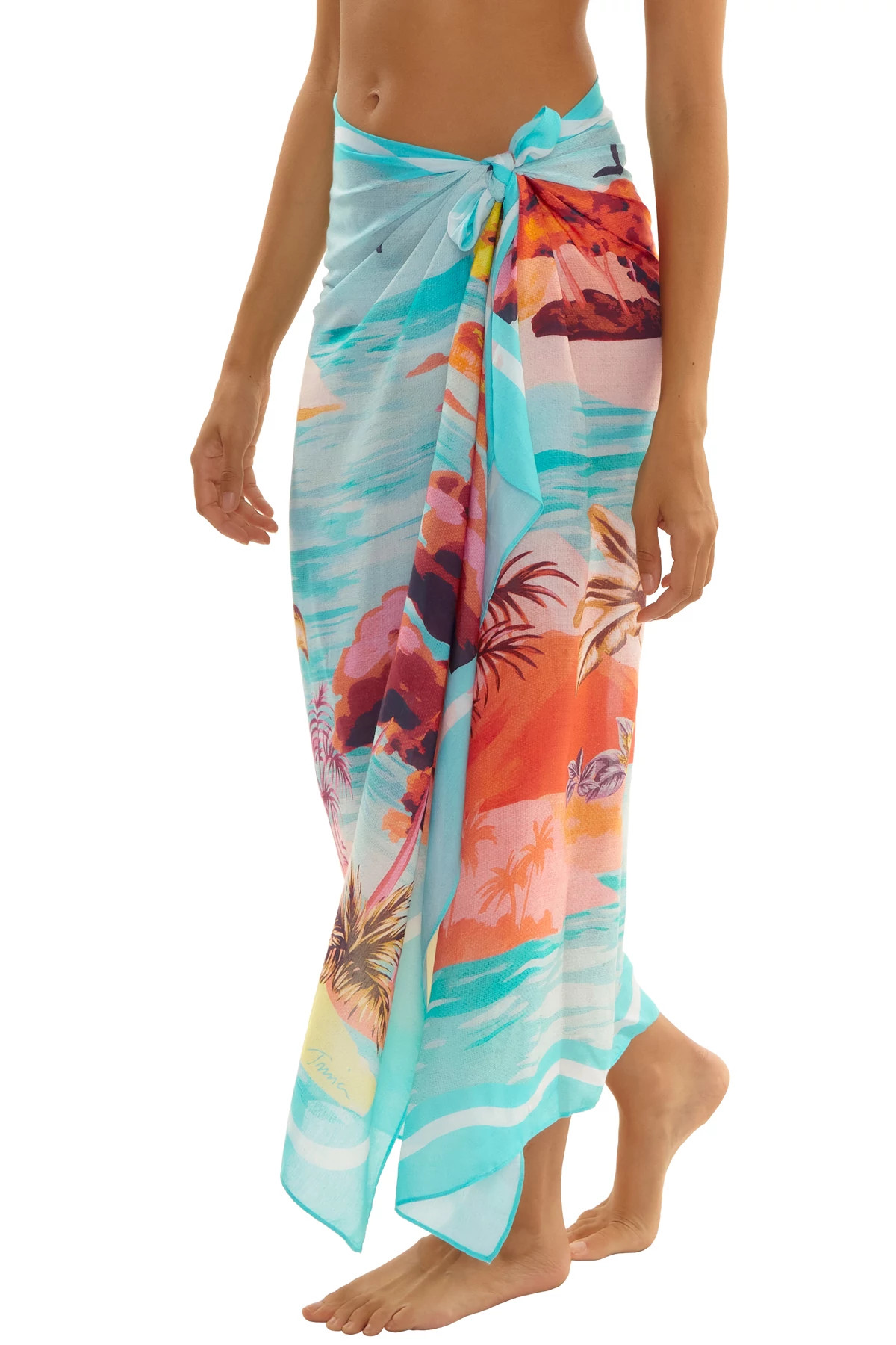 MULTI Cyclades Tropical Print Pareo image number 5