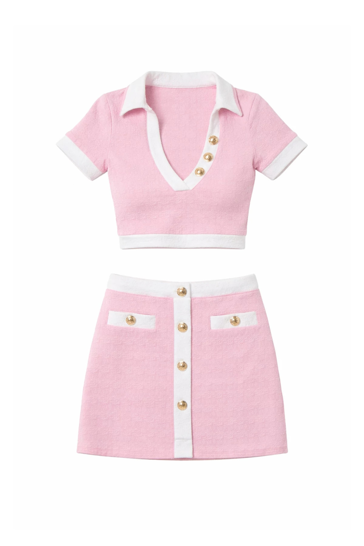 BLUSH Anastasia Textured Collared Crop Top image number 3