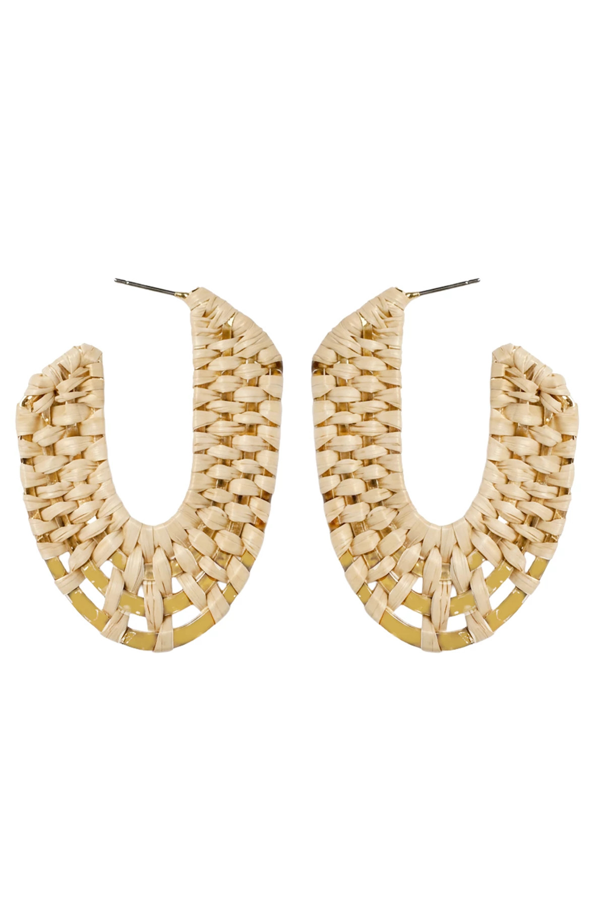 IVORY Woven Raffia Earrings image number 1