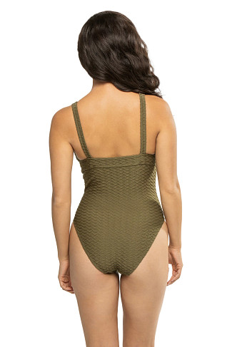 KHAKI Lily Over The Shoulder One Piece Swimsuit