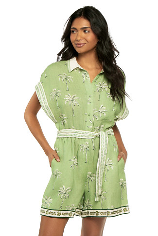 KAELIA Kaelia Collared Linen Romper