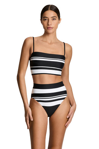 BLACK AND WHITE Square Neck Longline Bikini Top
