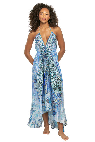 BLUE NILE Hi-Low Halter Maxi Dress