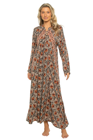 VINTAGE FLOWERS SLATE Fiore Maxi Dress