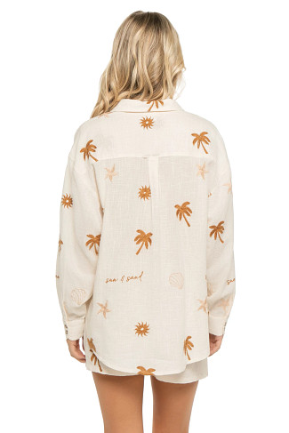 SUN & SAND Embroidered Shirt Dress