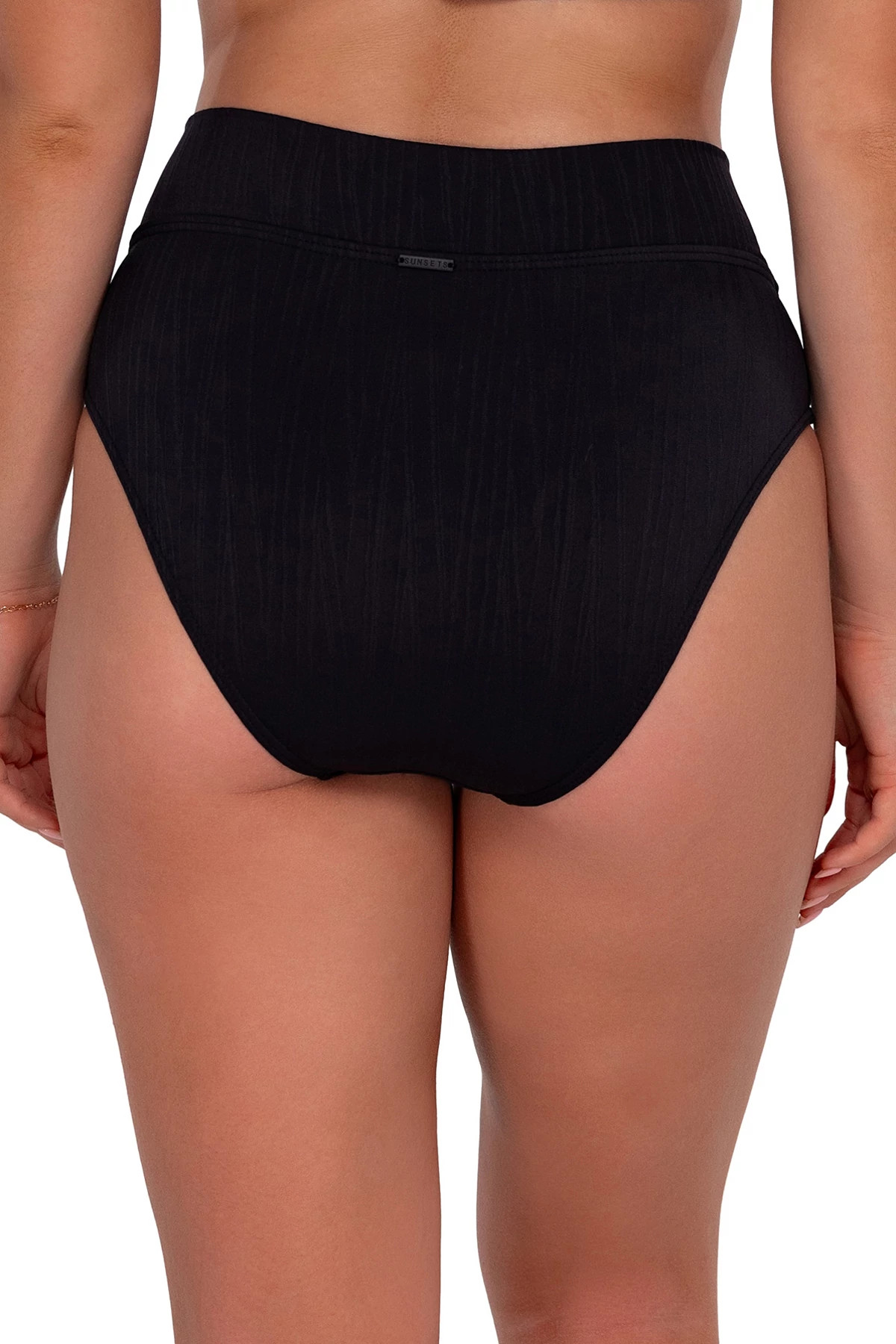 BLACK SEAGRASS TEXTURE Summer Lovin' V-Front High Waist Bikini Bottom image number 2