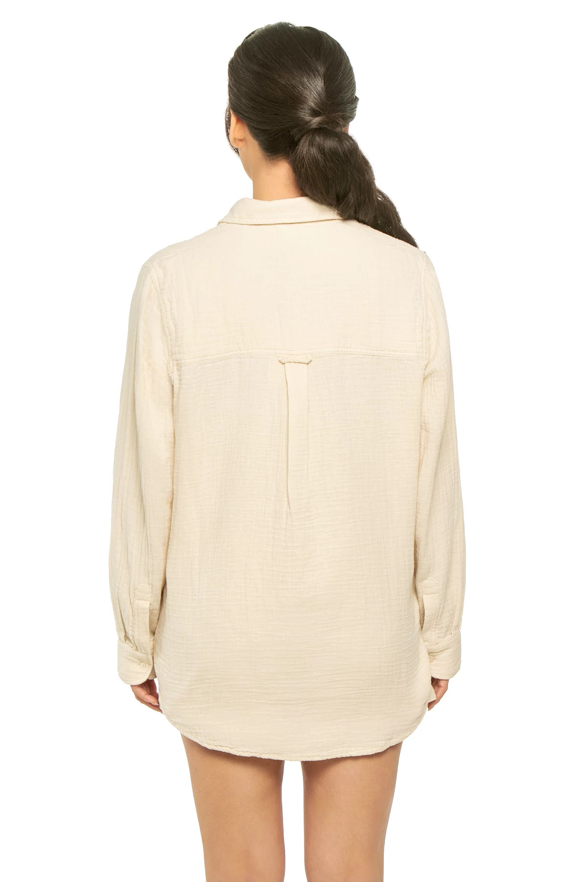 NATURAL Button Down Cover Up Shirt Dress image number 2